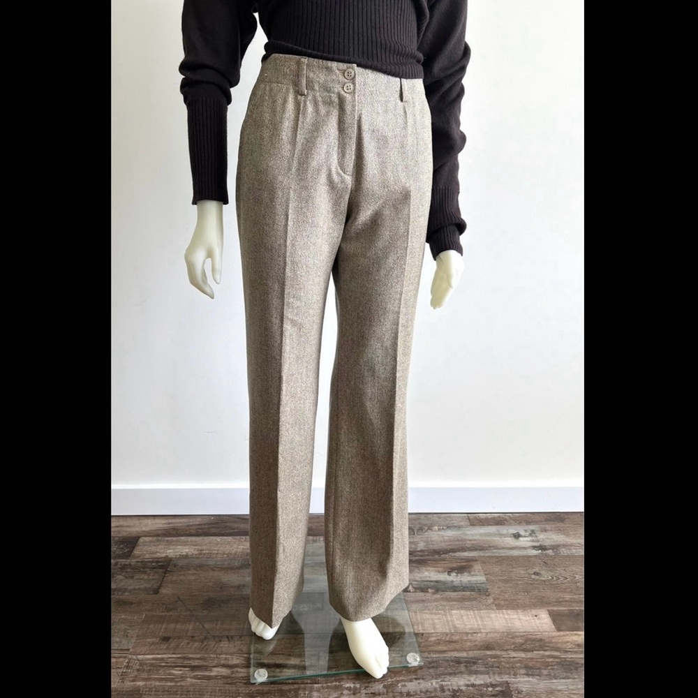 NWOT LN FERAUD France Virgin Wool Gray Silver Speck Dress Pants 6 8